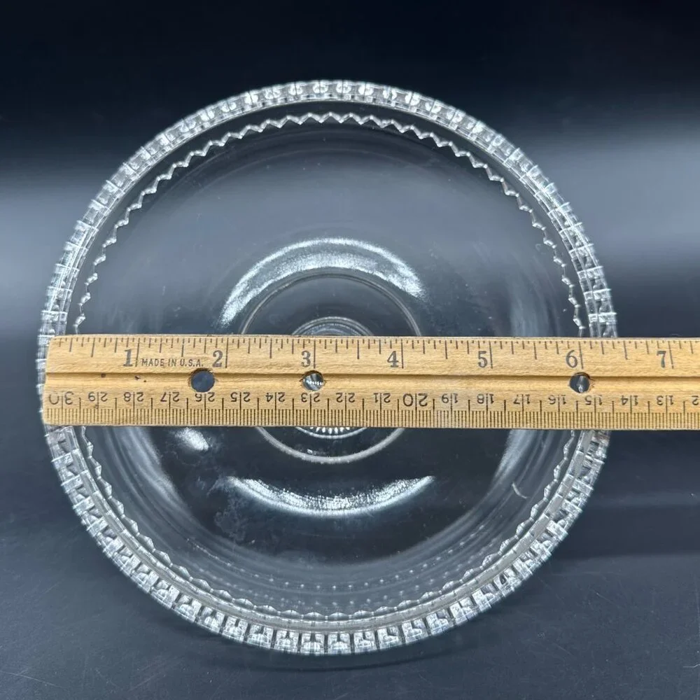 EAPG Antique Glass Compote Lid Only Adams Glass Saxon Zig Zag 1888 Clear UV Glow